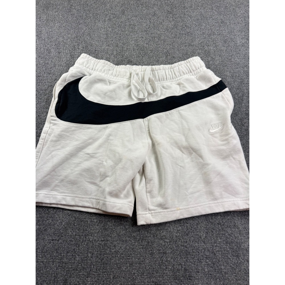Nike Sweat Shorts XL White Big Swoosh Graphic Fleece Mens